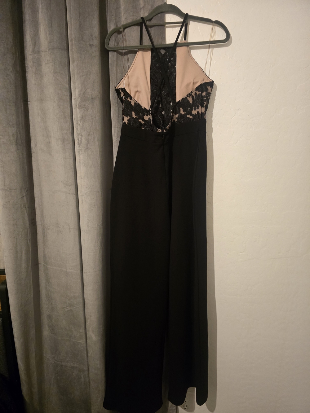 BlaShe Lace Bodice Maxi Dress in Black & Pink Large